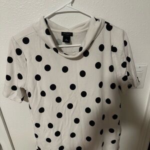 Ann Taylor White and Black Polka Dot Short Sleeve Top
